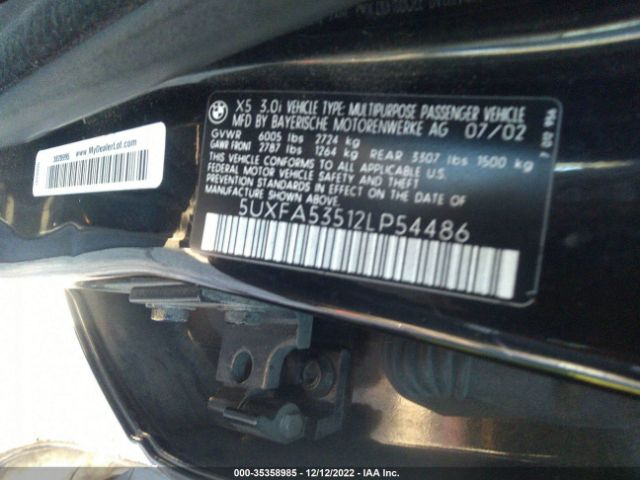 5UXFA53512LP54486 BMW X5 3.0I