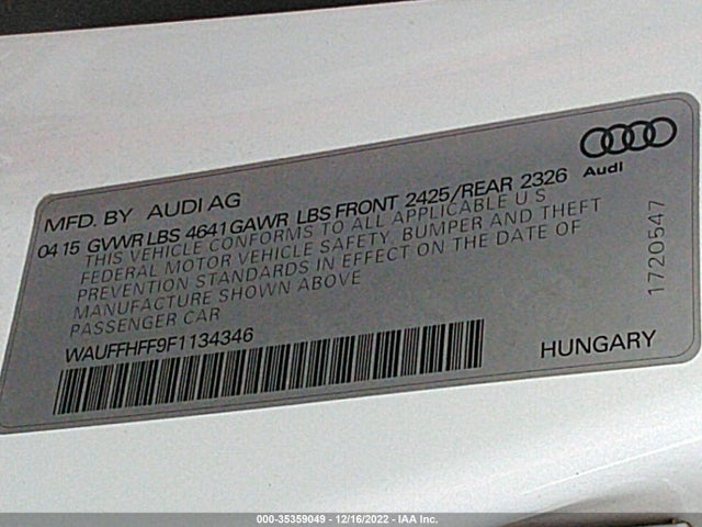 WAUFFHFF9F1134346 Audi S3 2.0t Prestige