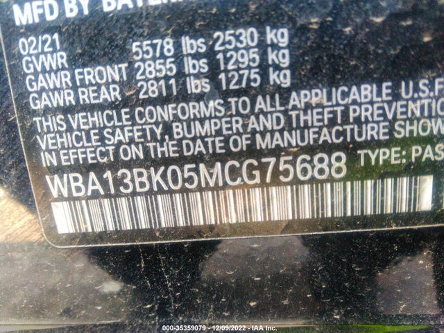 2021 BMW 5 Series, VIN: WBA13BK05MCG75688