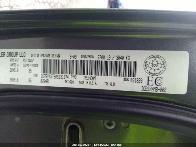 Dodge Ram 1500 Laramie 2010 1D7RV1GT9AS131874 Image 10
