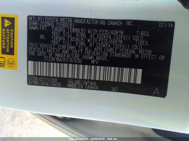 Lexus RX 350 2015 2T2ZK1BA1FC161030 Image 10