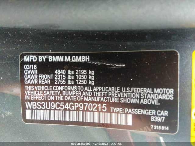 BMW M4 2016 WBS3U9C54GP970215 Image 9