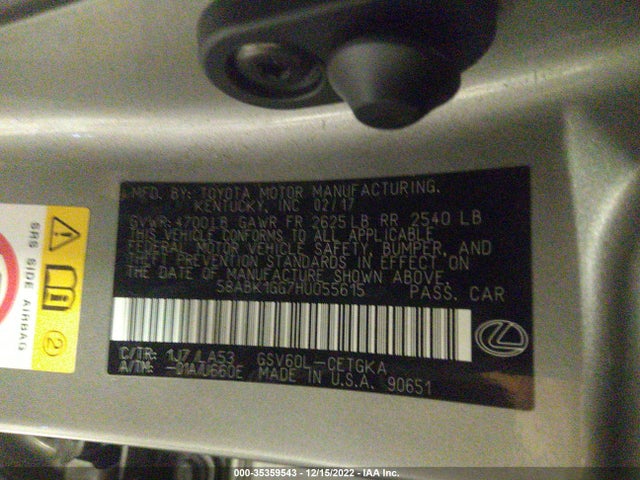Lexus Es Es 350 2017 58ABK1GG7HU055615 Image 10