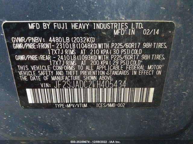 Subaru Forester 2.5i Premium 2015 JF2SJADC2FH405434 Image 10