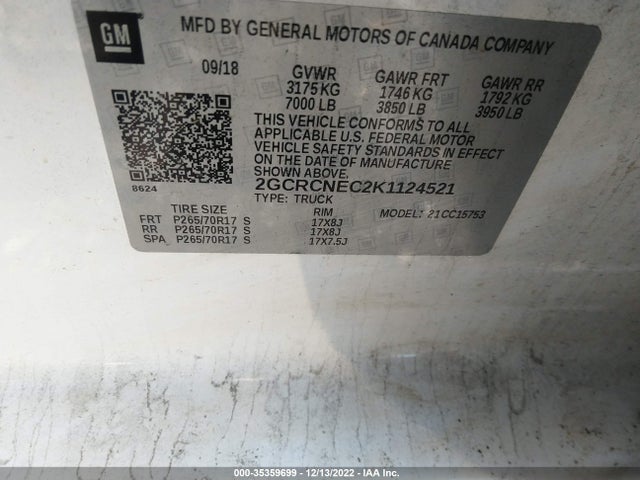 2019 CHEVROLET SILVERADO 1500 LD WORK TRUCK VIN: 2GCRCNEC2K1124521