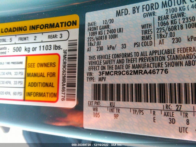 2021 Ford Bronco, VIN: 3FMCR9C62MRA46776