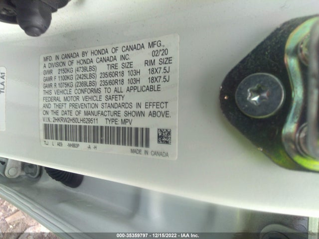 Honda CR-V EX 2020 2HKRW2H50LH629511 Image 9