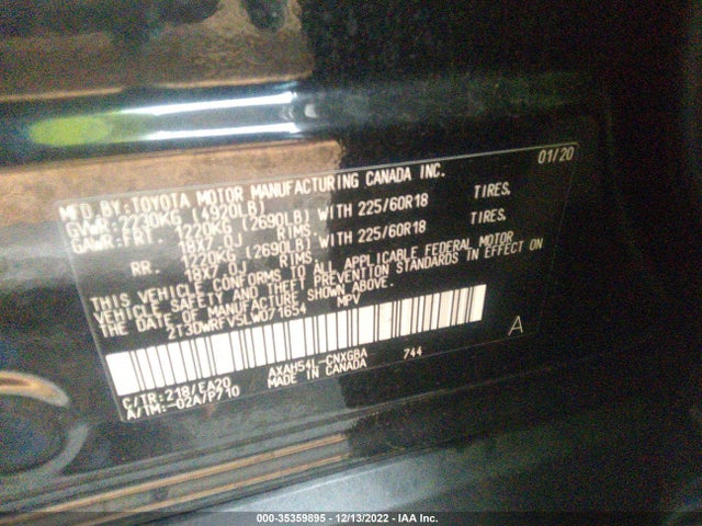 2020 Toyota RAV4, VIN: 2T3DWRFV5LW071654