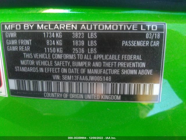 SBM13FAA6JW005148 Mclaren 570S