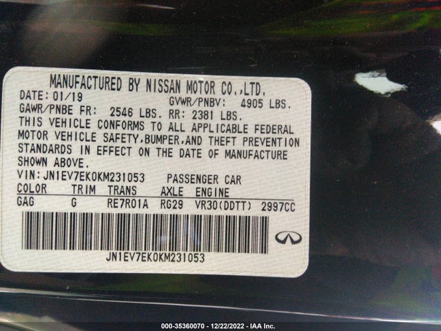 2019 Infiniti Q60, VIN: JN1EV7EK0KM231053