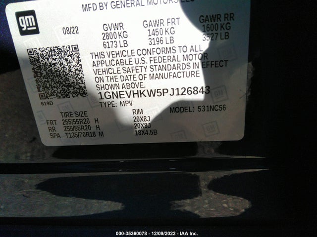 Chevrolet Traverse Lt Leather 2023 1GNEVHKW5PJ126843 Image 10