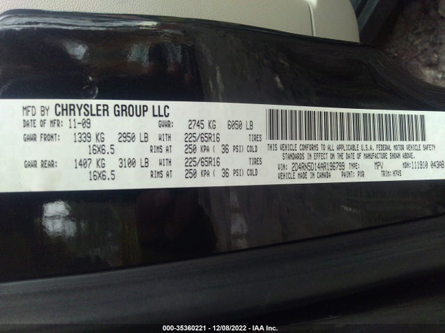 2010 DODGE GRAND CARAVAN SXT VIN: 2D4RN5D14AR196799