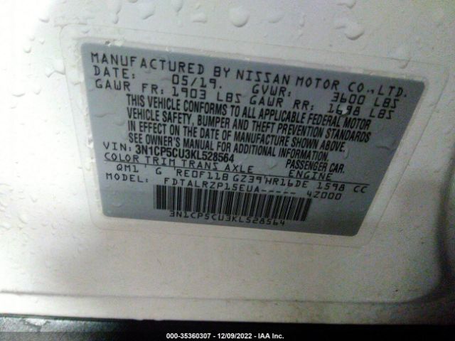 3N1CP5CU3KL528564 Nissan KICKS S