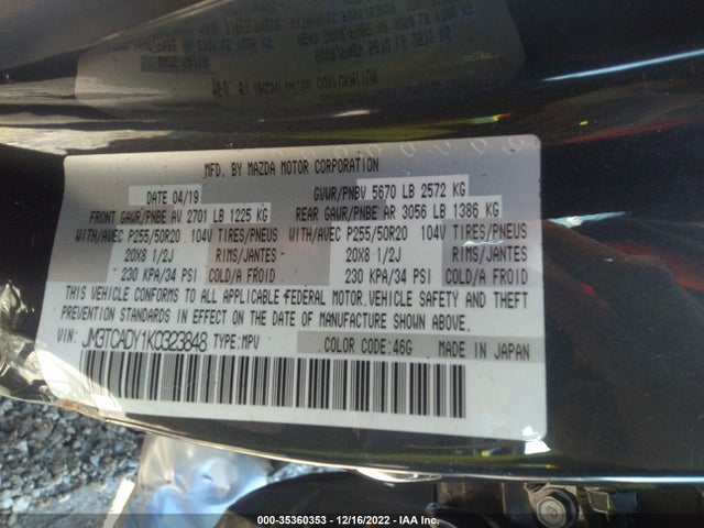 2019 Mazda CX-9, VIN: JM3TCADY1K0323848