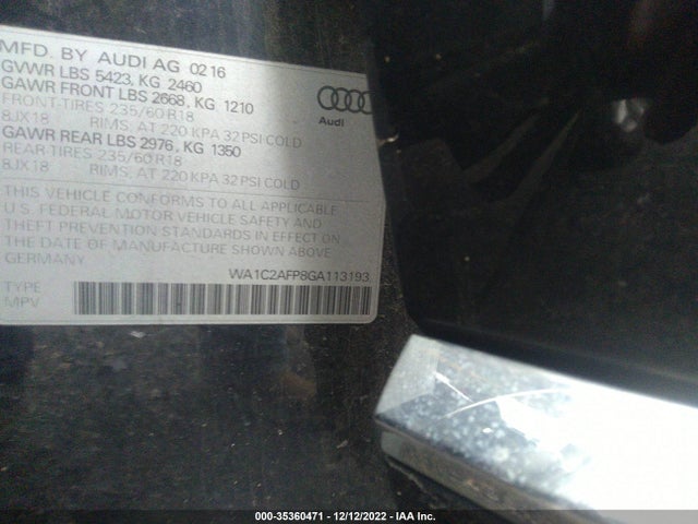 WA1C2AFP8GA113193 Audi Q5 PREMIUM