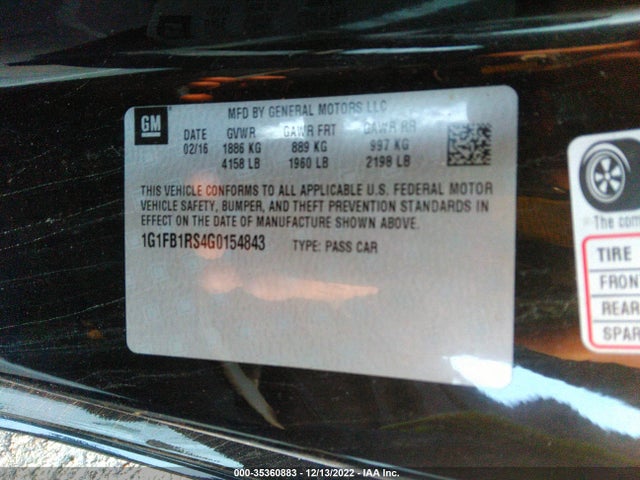 Chevrolet Camaro 1lt 2016 1G1FB1RS4G0154843 Image 9