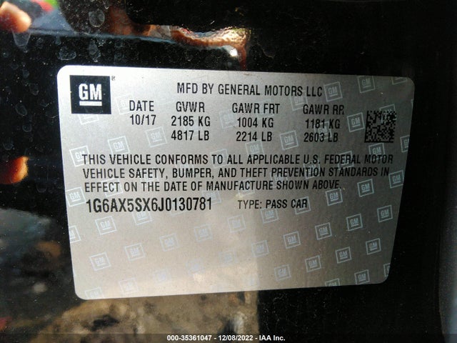 2018 Cadillac CTS, VIN: 1G6AX5SX6J0130781