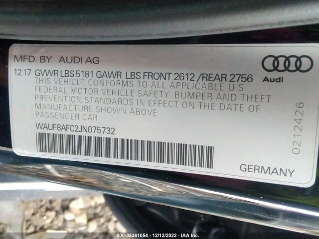 2018 Audi A6, VIN: WAUF8AFC2JN075732