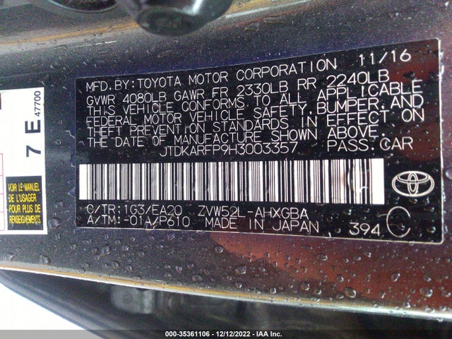 2017 Toyota Prius, VIN: JTDKARFP9H3003357