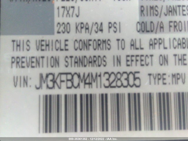 2021 MAZDA CX-5 TOURING VIN: JM3KFBCM4M1328305