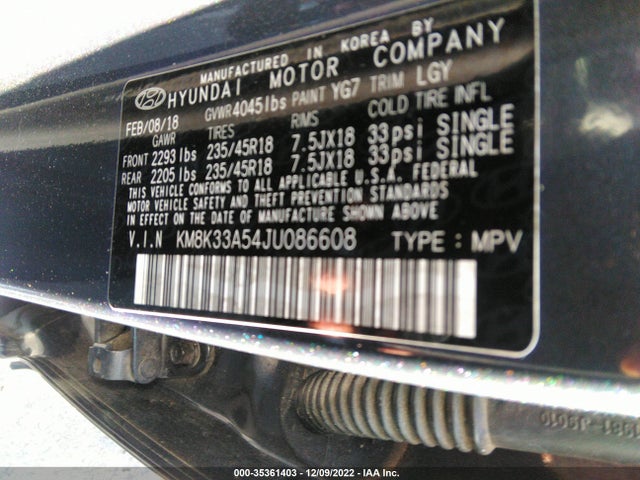 Hyundai Kona Limited 2018 KM8K33A54JU086608 Image 10