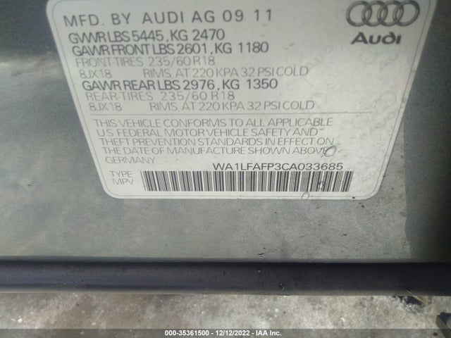 WA1LFAFP3CA033685 Audi Q5 2.0t Premium Plus