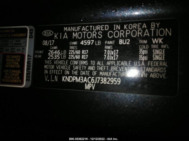 KNDPM3AC6J7382959 KIA Sportage Lx