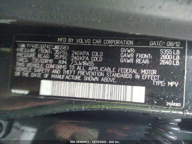 Volvo Xc60 3.2l 2013 YV4952DZ4D2385583 Image 9