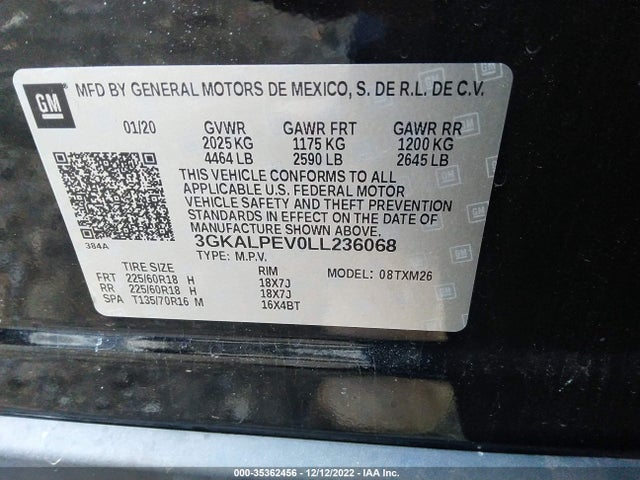 2020 GMC TERRAIN SLT VIN: 3GKALPEV0LL236068