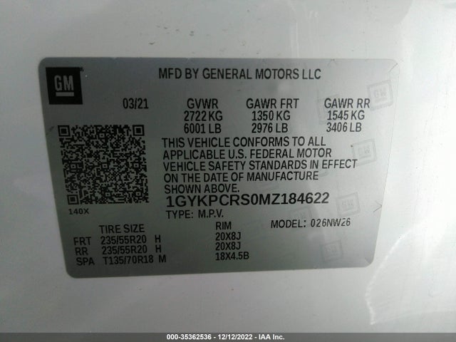 2021 Cadillac XT6, VIN: 1GYKPCRS0MZ184622