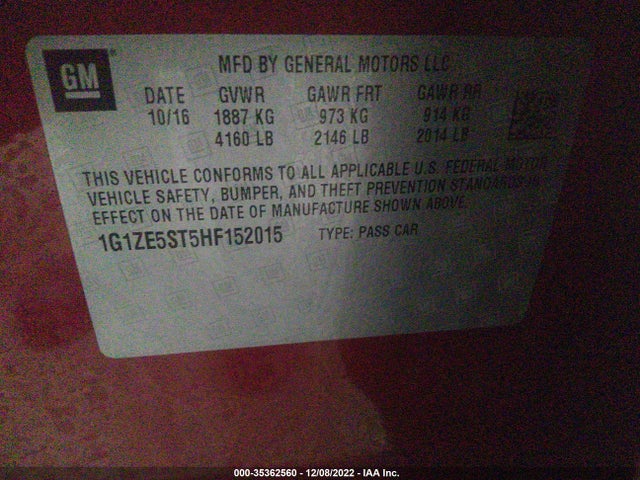 Chevrolet MALIBU LT 2017 1G1ZE5ST5HF152015 Image 9
