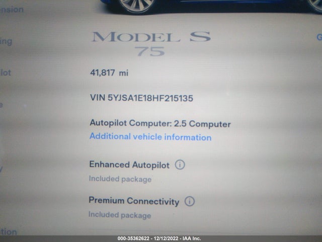 Tesla MODEL S 2017 5YJSA1E18HF215135 Image 11
