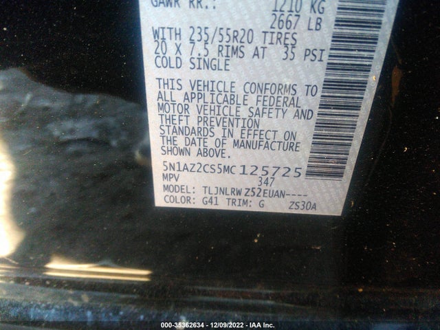 2021 Nissan Murano, VIN: 5N1AZ2CS5MC125725