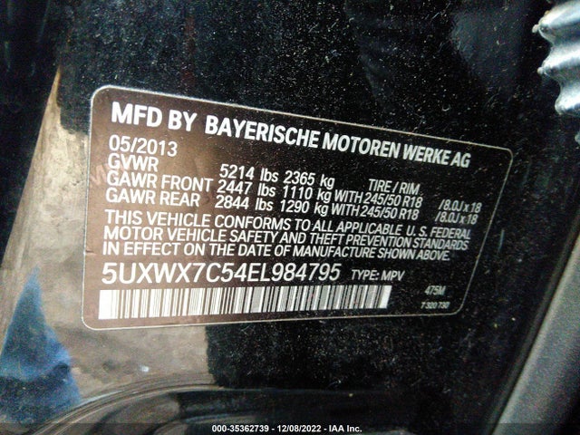 BMW X3 Xdrive35i 2014 5UXWX7C54EL984795 Image 9