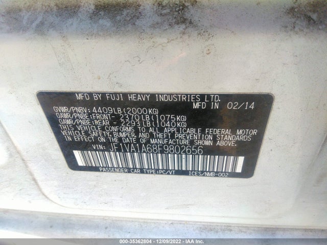 2015 Subaru WRX, VIN: JF1VA1A68F9802656