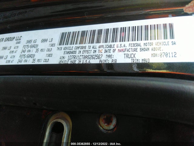 2010 DODGE RAM 1500 SLT VIN: 1D7RV1CT0AS262567