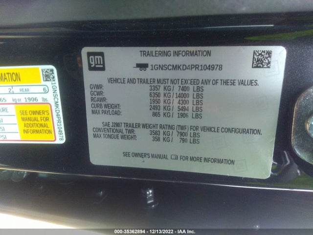 Chevrolet Tahoe Ls 2023 1GNSCMKD4PR104978 Image 9