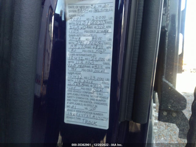 2021 KENWORTH CONSTRUCTION T880 VIN: 1NKZX4TX1MJ422764