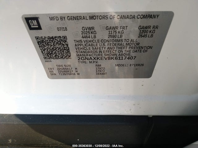 Chevrolet EQUINOX LT 2019 2GNAXKEV8K6117407 Image 10