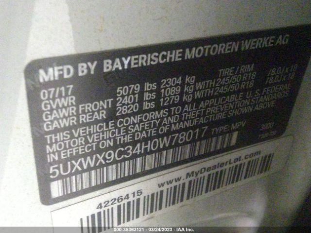 5UXWX9C34H0W78017 BMW X3 Xdrive28i