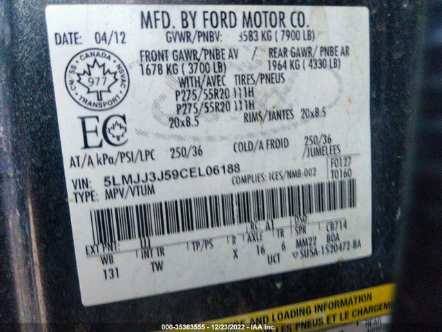 Lincoln NAVIGATOR L 2012 5LMJJ3J59CEL06188 Image 9