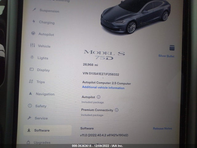 2018 Tesla Model S, VIN: 5YJSA1E27JF258332