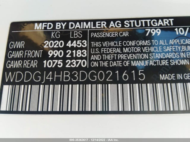 2013 MERCEDES-BENZ C-CLASS C 250 VIN: WDDGJ4HB3DG021615