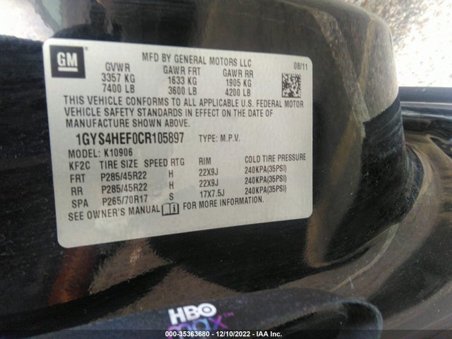 Cadillac Escalade Esv Luxury 2012 1GYS4HEF0CR105897 Image 9