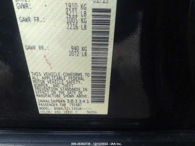 2015 Nissan Altima, VIN: 1N4AL3AP6FN383341