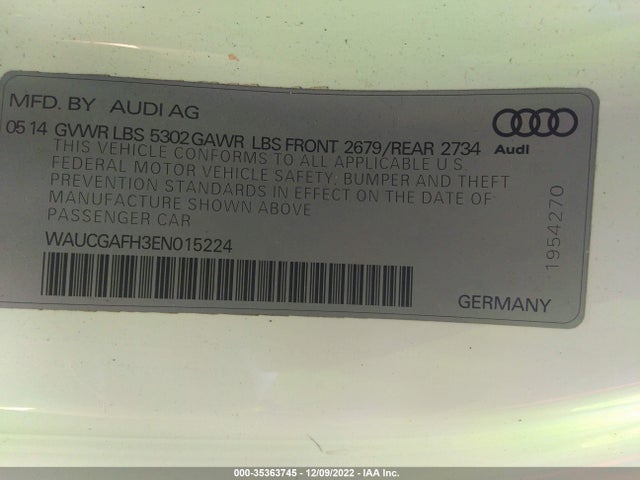2014 Audi S5, VIN: WAUCGAFH3EN015224