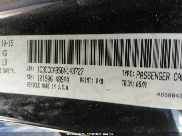 1C3CCCAB5GN143727 Chrysler 200 Limited