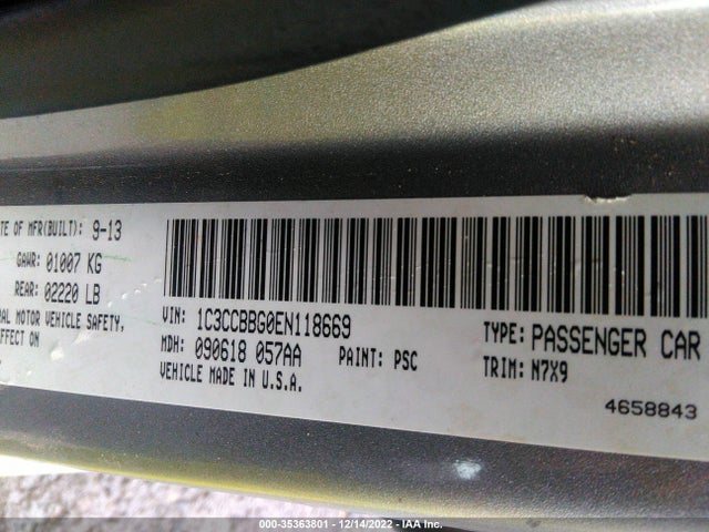 1C3CCBBG0EN118669 Chrysler 200 Touring