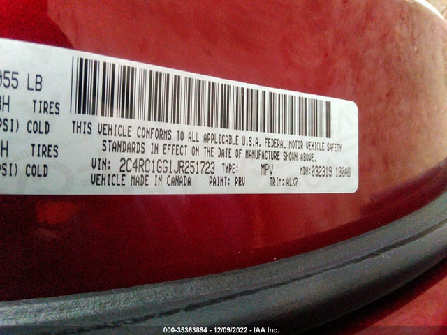 2C4RC1GG1JR251723 Chrysler Pacifica Limited