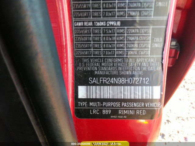 SALFR24N98H072712 Land Rover LR2 HSE